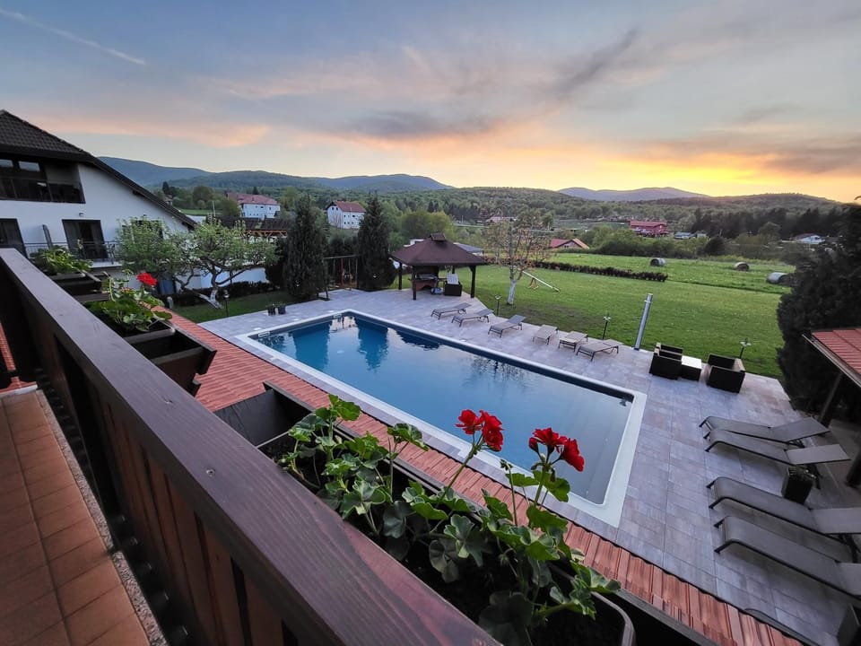 Pool view, Sunset