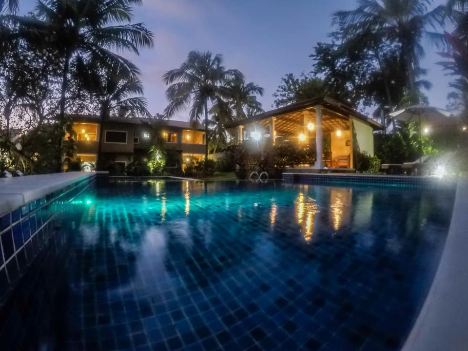 Night, Garden, Swimming pool