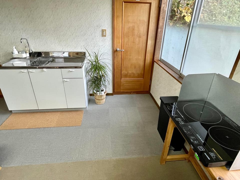 Kitchen or kitchenette, minibar, stove