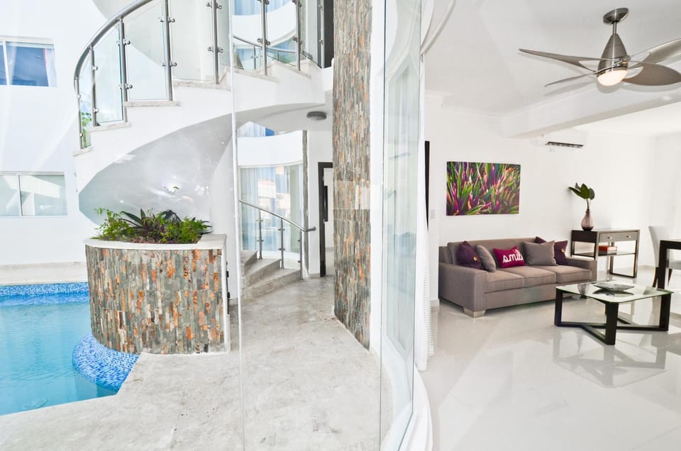 Living room, Pool view, Swimming pool