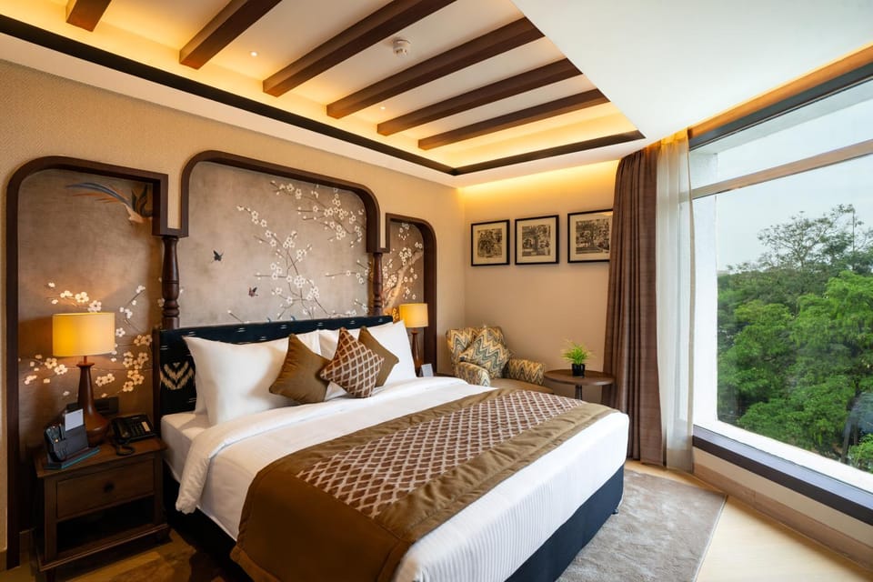 Bed, City view