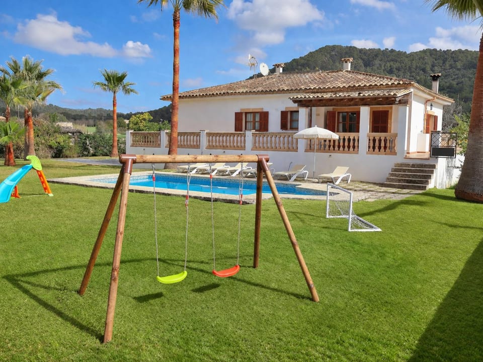 Property building, Patio, Spring, Day, Natural landscape, Children play ground, Garden, Garden view, Mountain view, Pool view, Swimming pool, sunbed