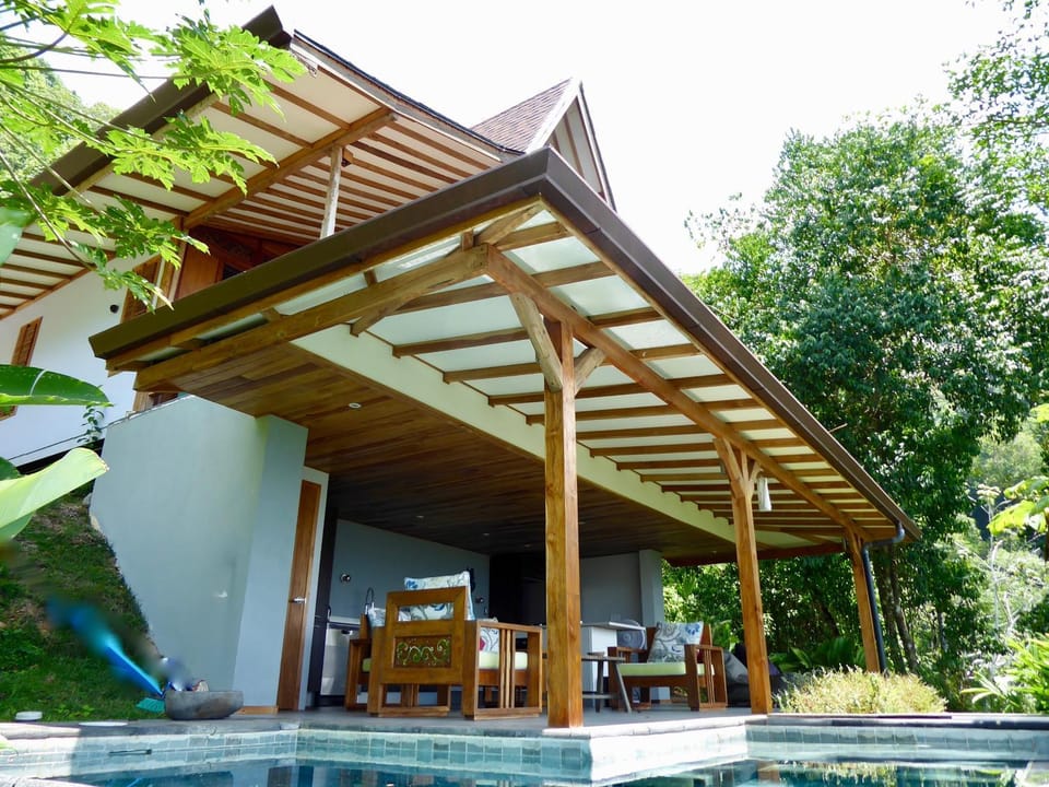 Property building, Kitchen or kitchenette, Living room, Seating area, Garden view, Mountain view, Pool view, Sea view, Swimming pool
