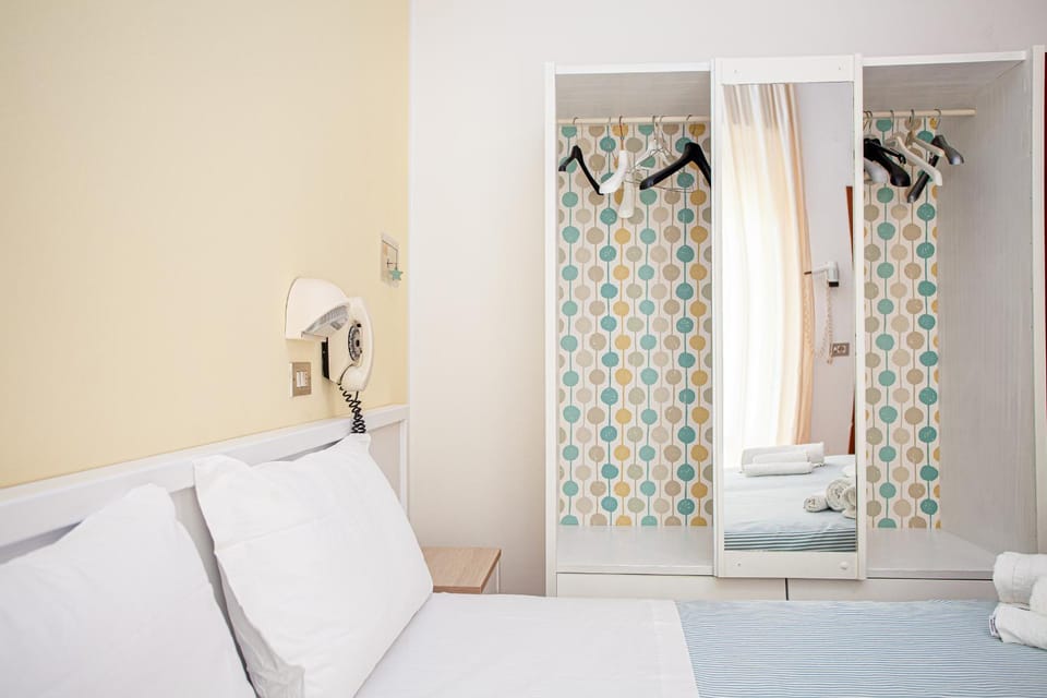 Bed, wardrobe