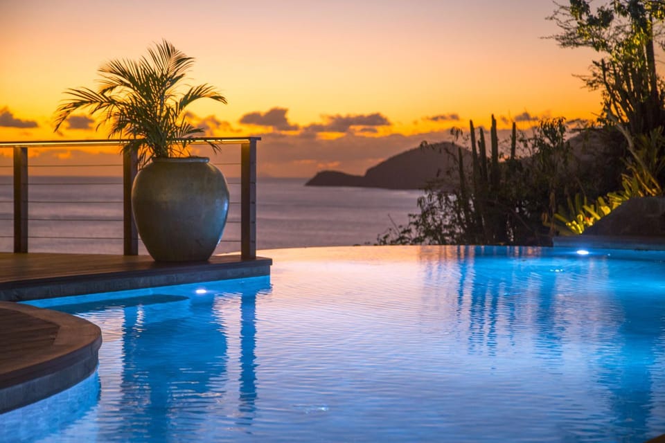 Pool view, Sea view, Swimming pool, Sunset
