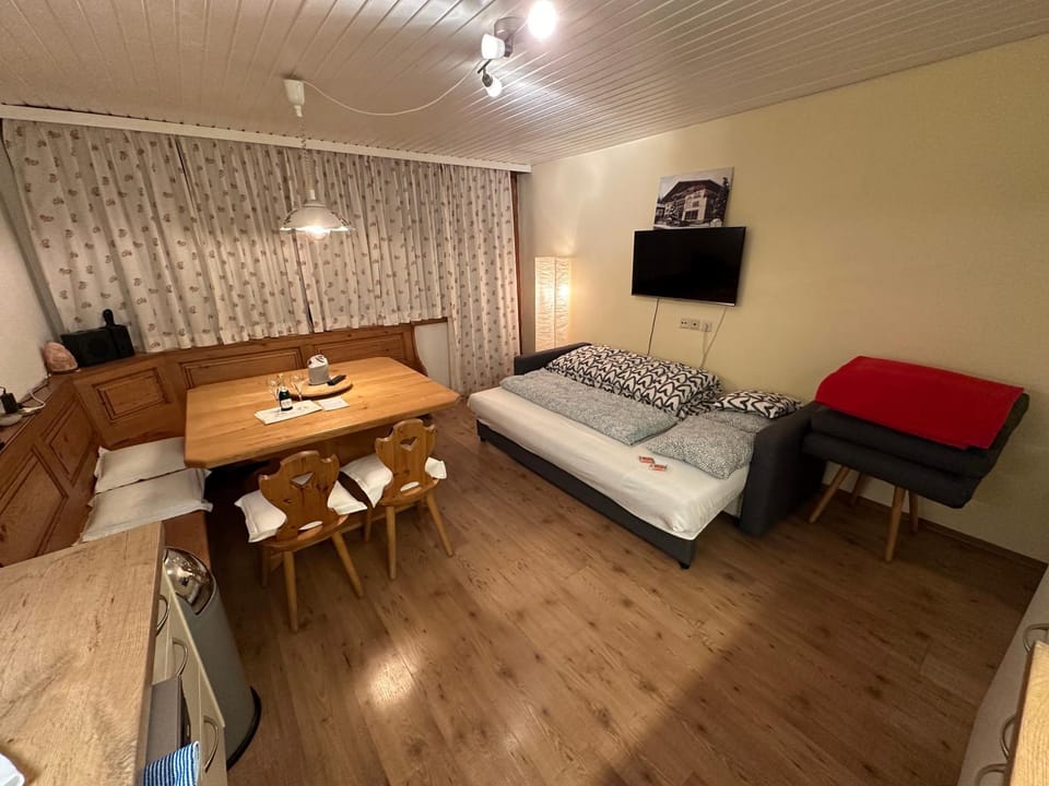 Bed, TV and multimedia, Living room, Photo of the whole room, Seating area, Dining area