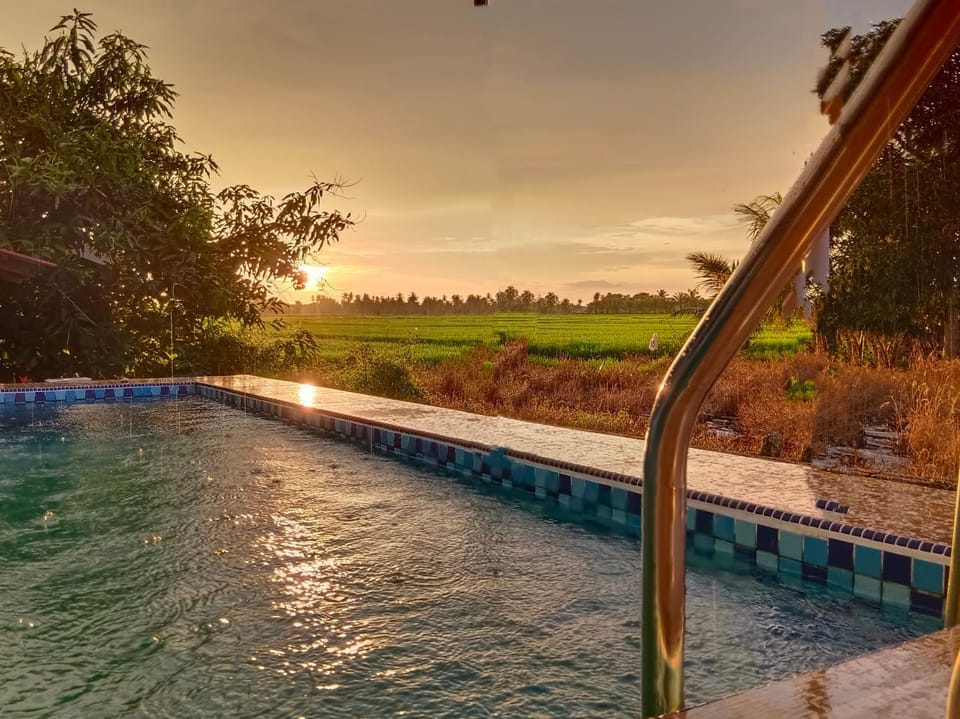 Natural landscape, Swimming pool, Sunset