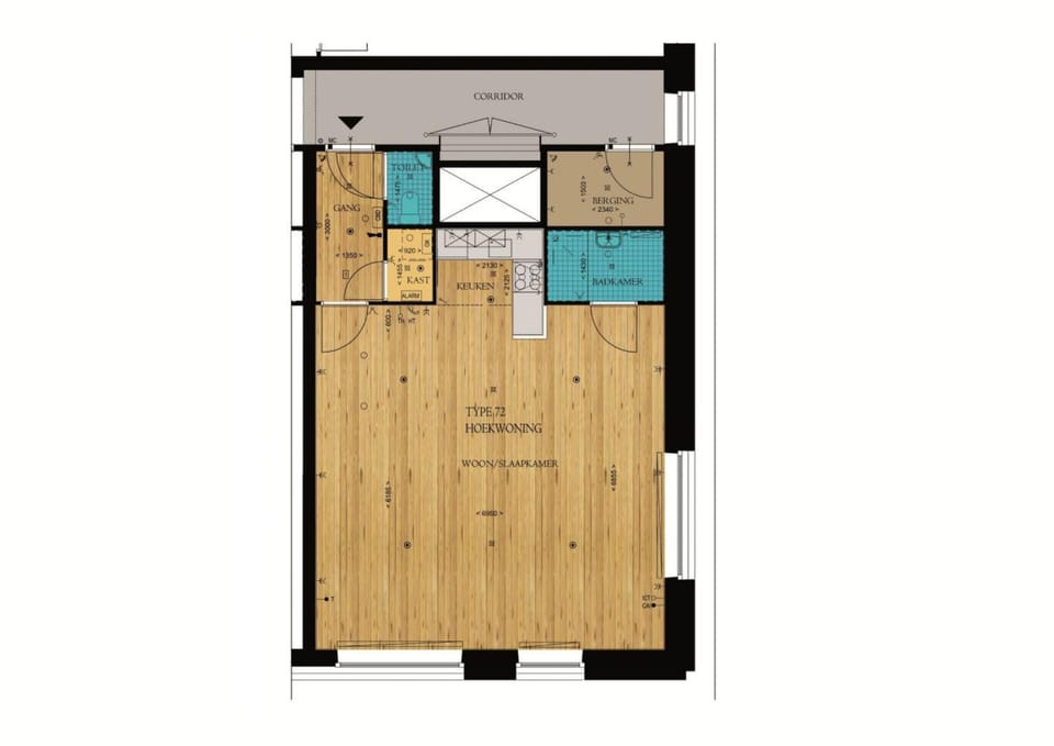 Shower, Toilet, Bathroom, Kitchen or kitchenette, Living room, Photo of the whole room, Seating area, Floor plan, Dining area, Bedroom