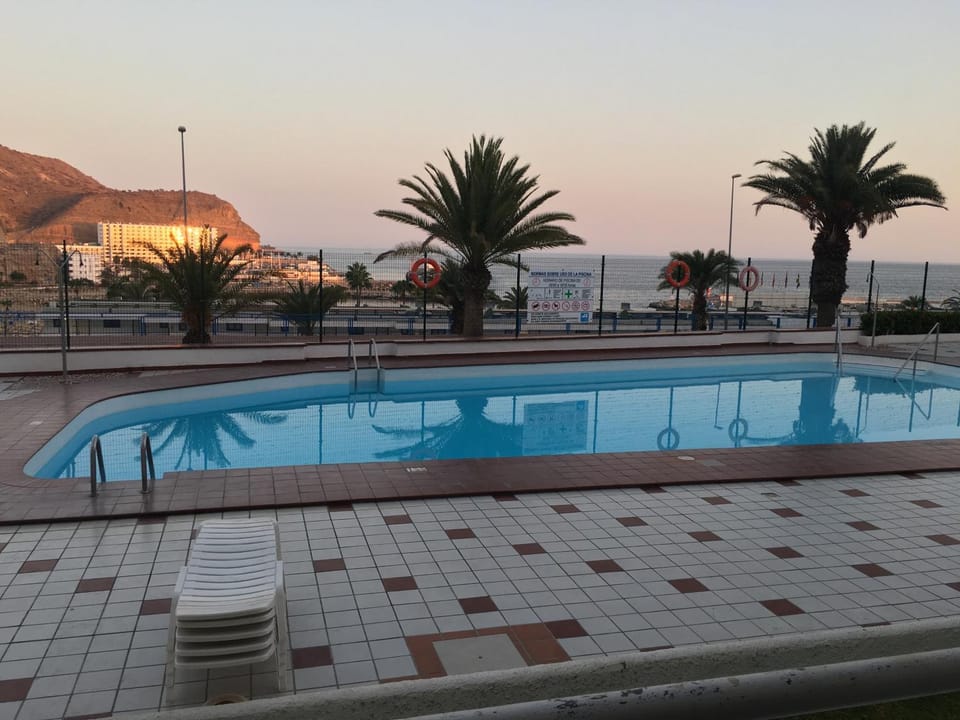 Pool view, Sunset