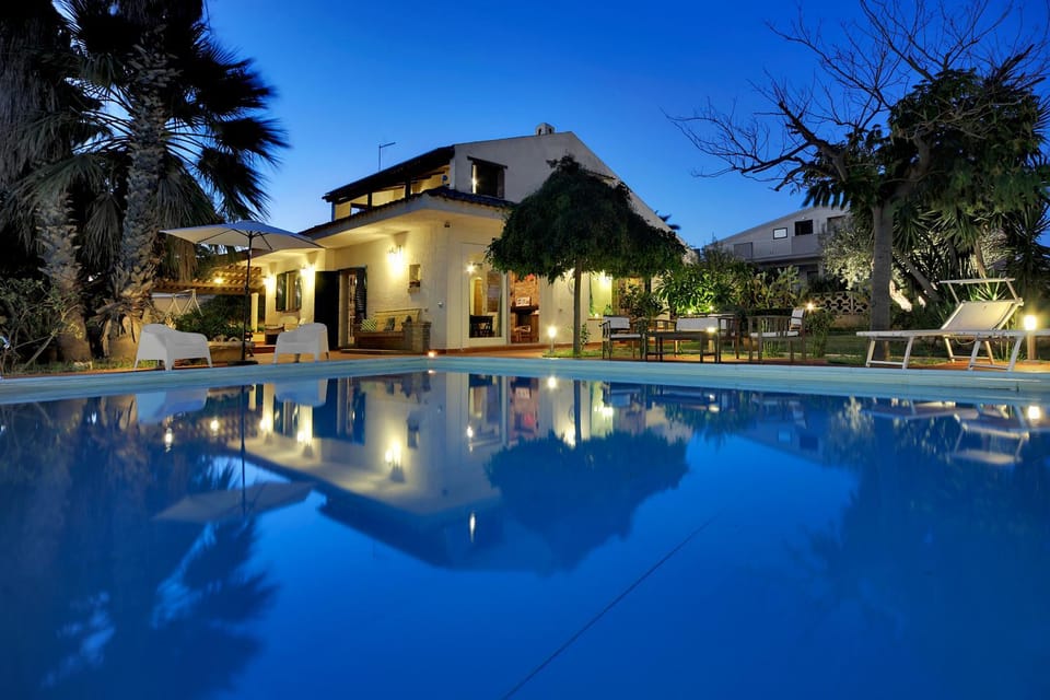 Garden, Swimming pool, Sunset