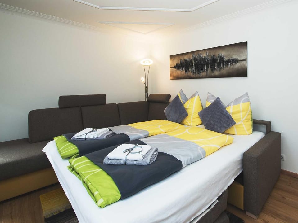 Bed, Living room, Dining area