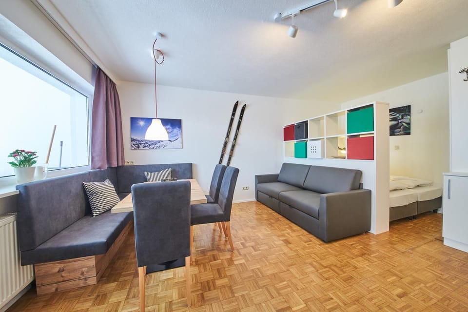 Bed, Living room, Seating area