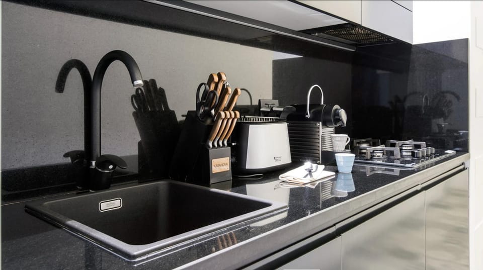 Kitchen or kitchenette, dishwasher, stove