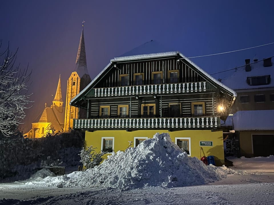 Property building, Night, Winter