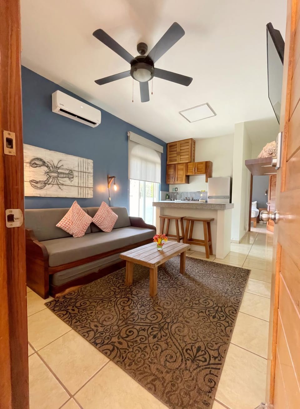 Living room, kitchen