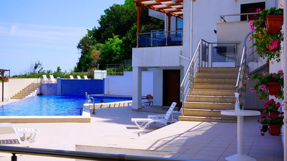 Property building, Patio, Pool view, Swimming pool