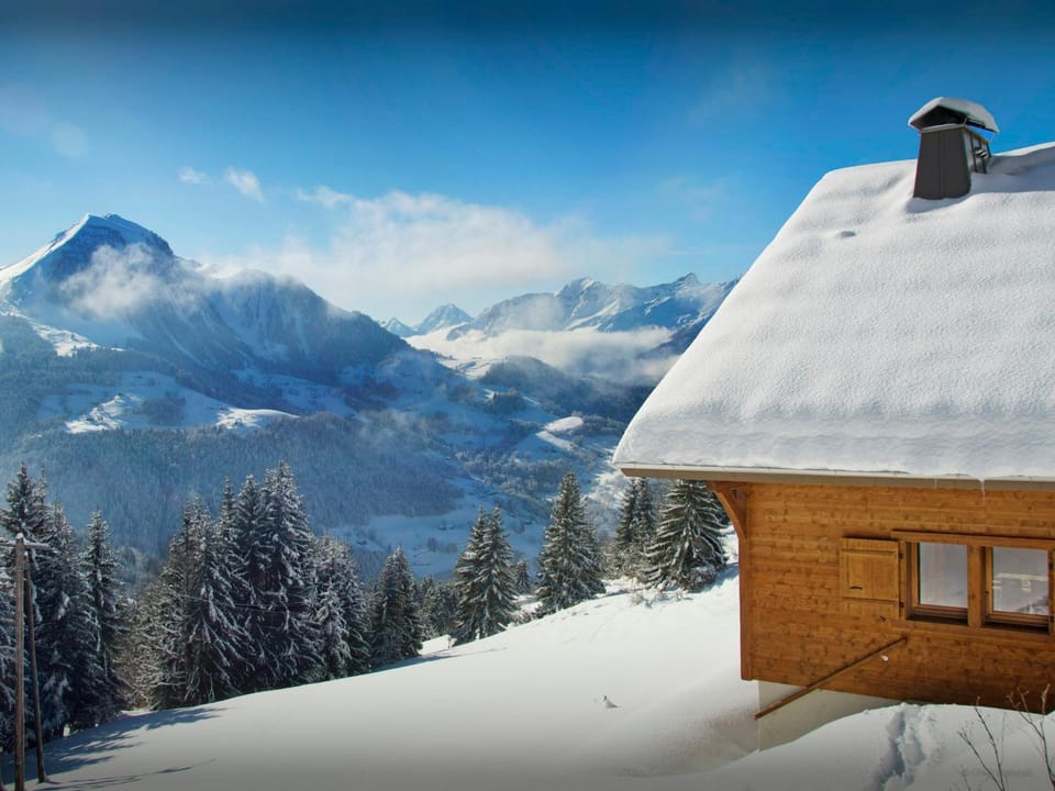 Property building, Facade/entrance, Natural landscape, Winter, Mountain view