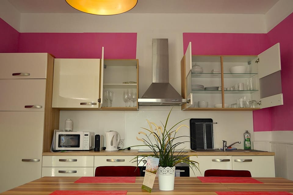 Kitchen or kitchenette, stove, kitchen