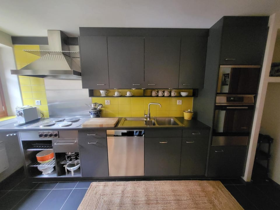 Kitchen or kitchenette, dishwasher, oven