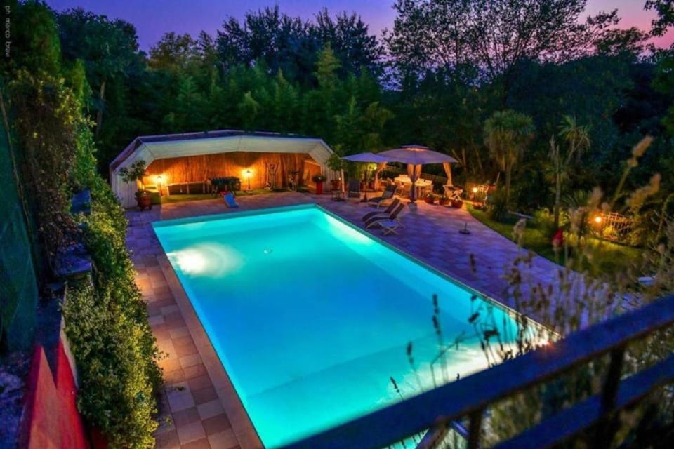 Night, Pool view, sunbed
