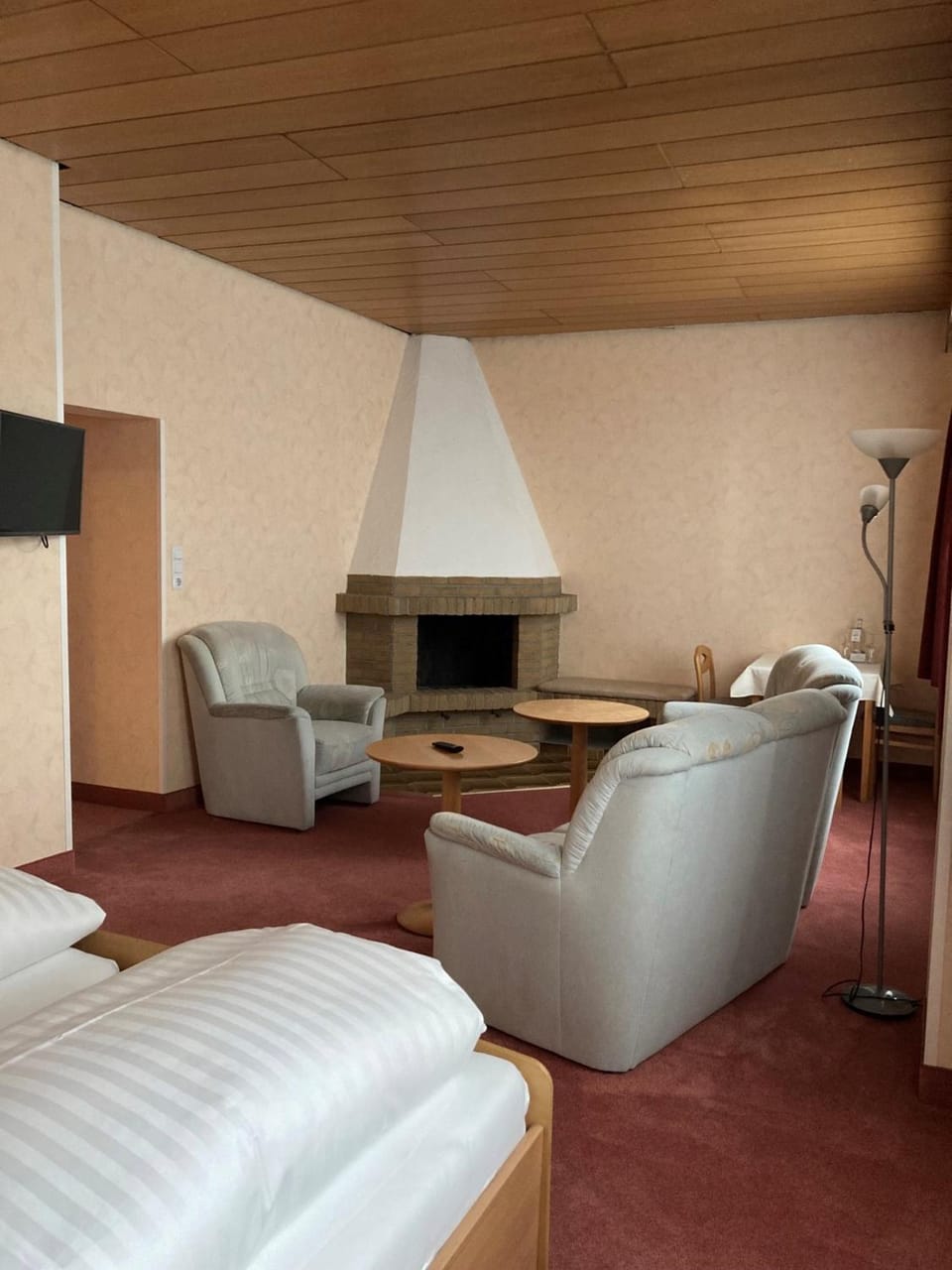 Bed, Seating area, Bedroom