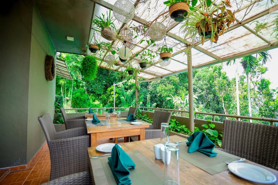 Restaurant/places to eat, Natural landscape, View (from property/room), Balcony/Terrace, Seating area, Garden view