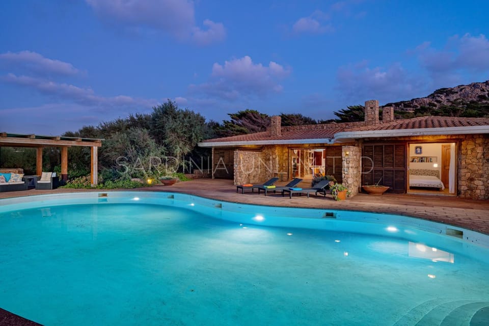 Property building, Swimming pool, Sunset
