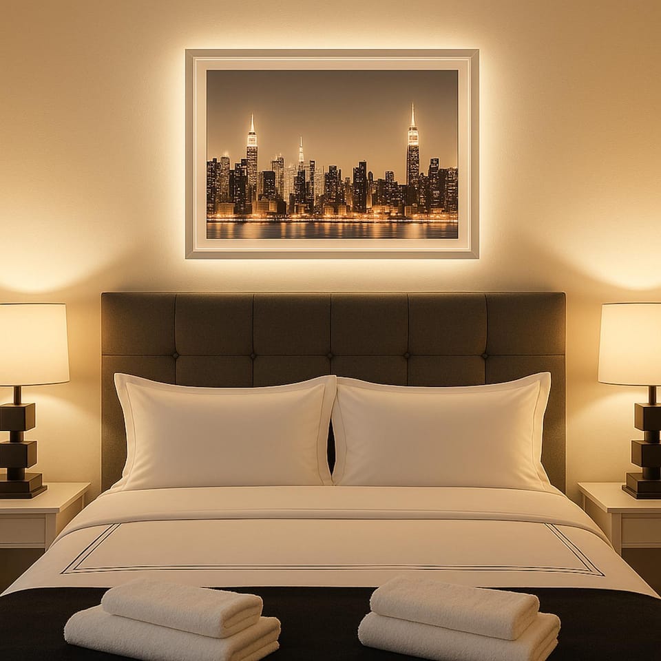Bed, Photo of the whole room, Bedroom, towels