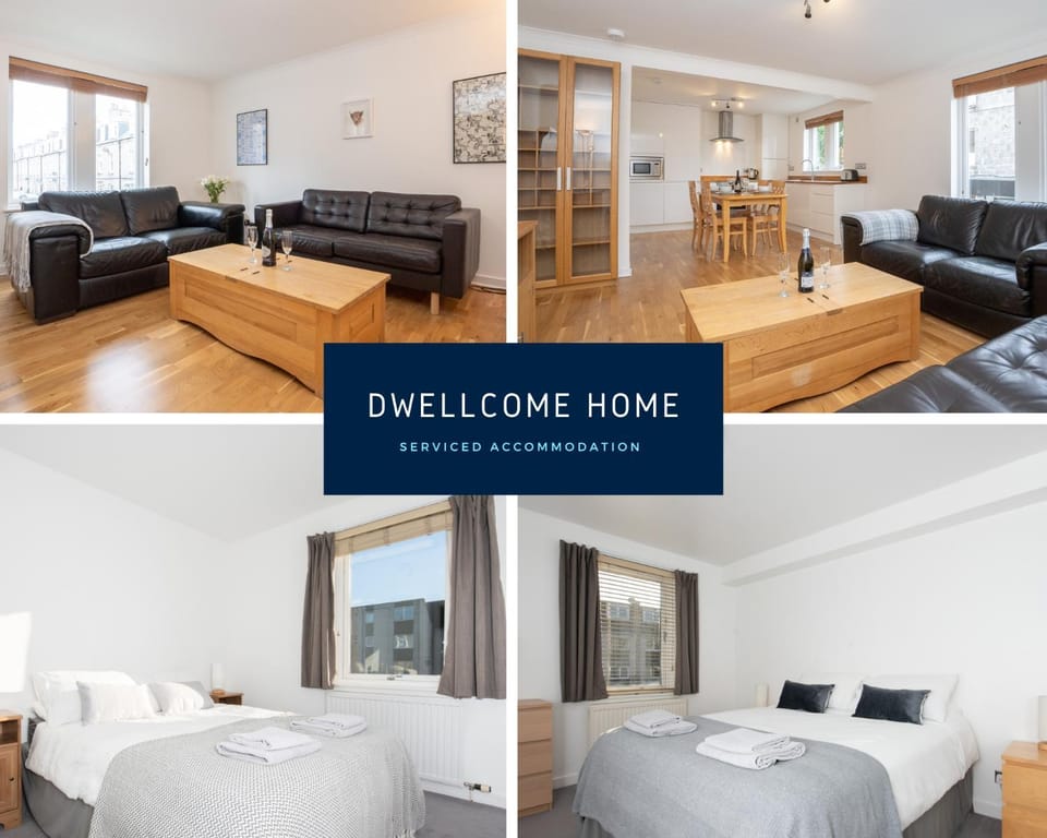 Out LEZ Zone, Free Allocated Parking Space at Rear Entrance, Fast WIFI, Ideal for Long Term Contractor, Corporate, etc Stays, Housekeeping Option, Dwellcome Home Ltd 2 King Beds West End Apt, Half Mile to Union Street yet Quiet - See Site for Assurance Apartment in Aberdeen