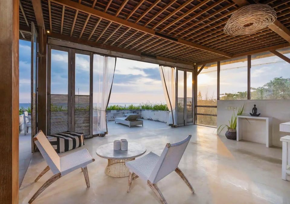 Patio, Seating area, Sea view, Sunset