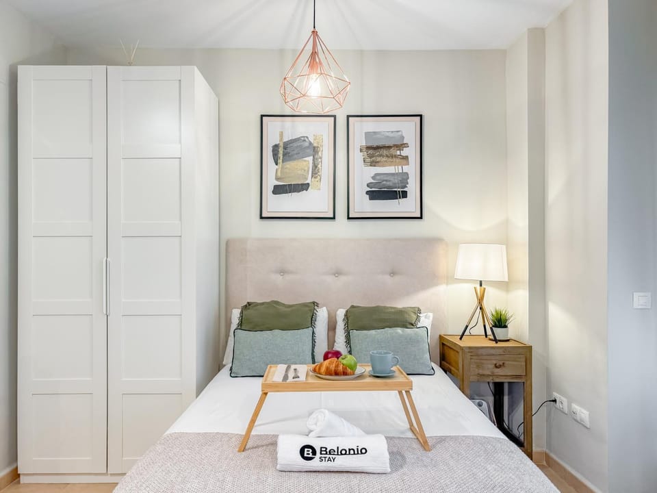 Bed, Photo of the whole room, Bedroom, towels, wardrobe, air conditioner
