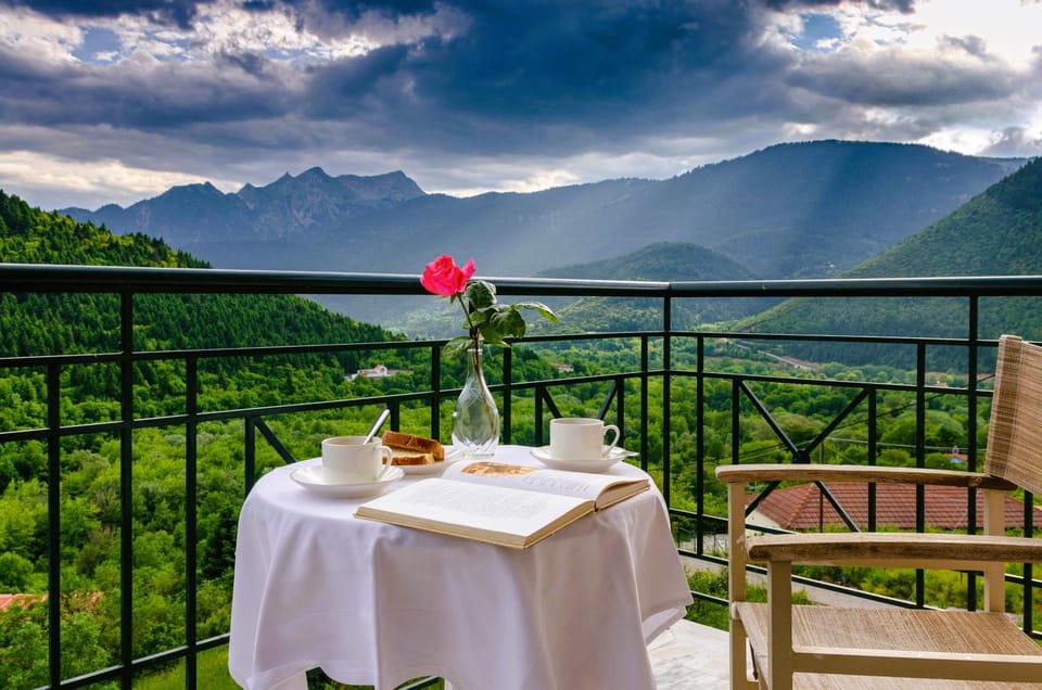 Property building, Nearby landmark, Spring, Natural landscape, View (from property/room), Balcony/Terrace, Mountain view, River view