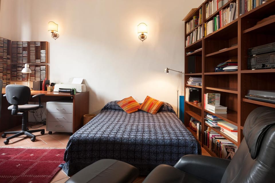 Library, Seating area, Bedroom