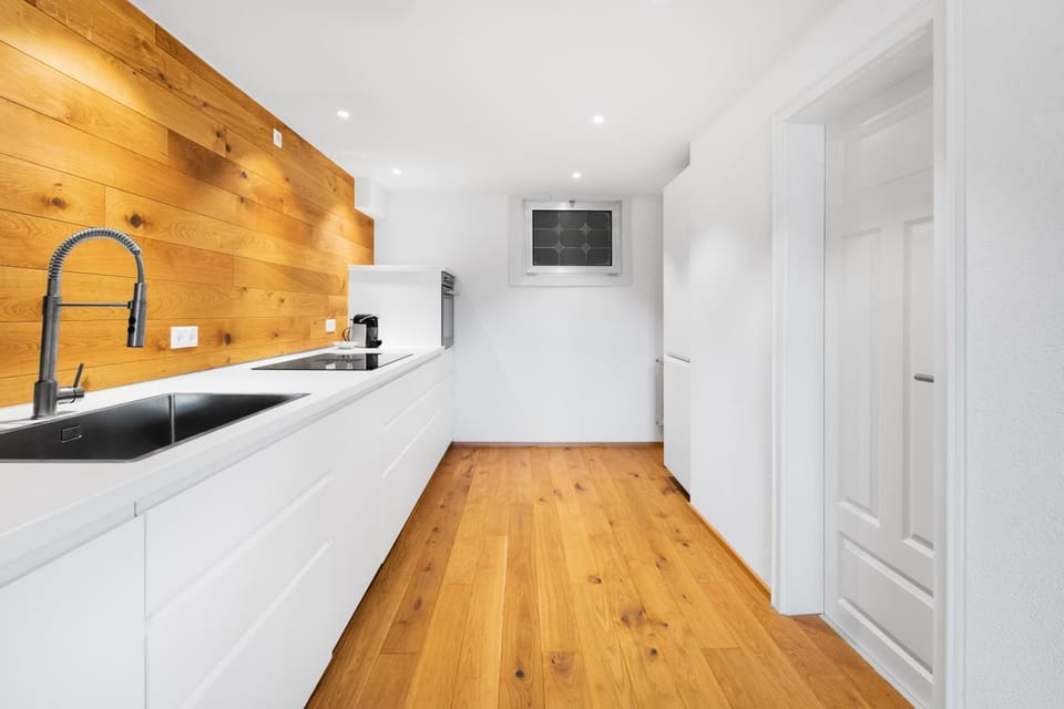 Kitchen or kitchenette, stove