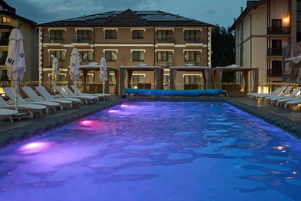 Night, Pool view, Swimming pool