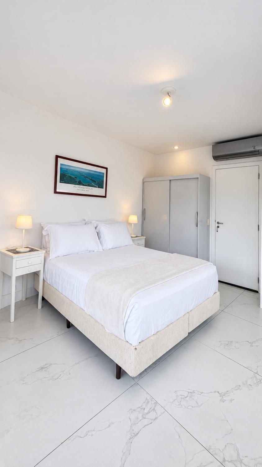 Bed, wardrobe