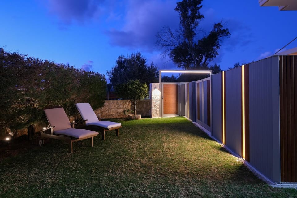 Property building, Patio, Night, Garden, Garden view, sunbed