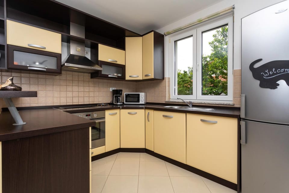 Kitchen or kitchenette, dishwasher, oven, stove