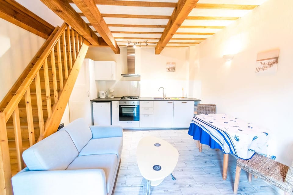 Kitchen or kitchenette, Living room, Seating area, Dining area, stove