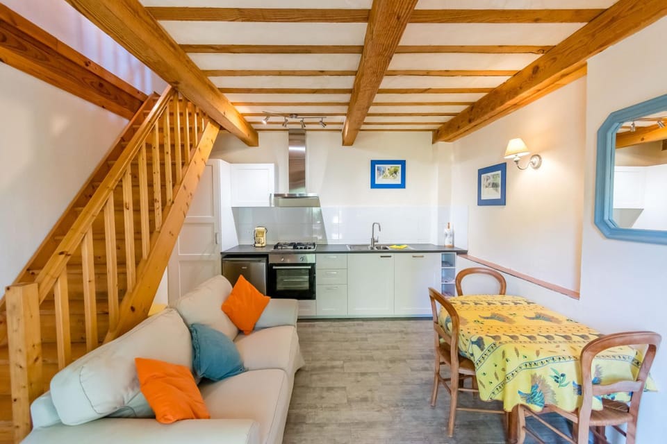 Kitchen or kitchenette, Living room, Seating area, Dining area, oven
