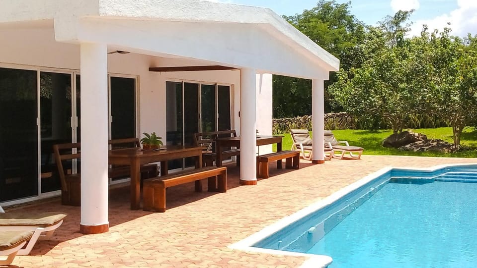 Patio, Pool view, Swimming pool, sunbed