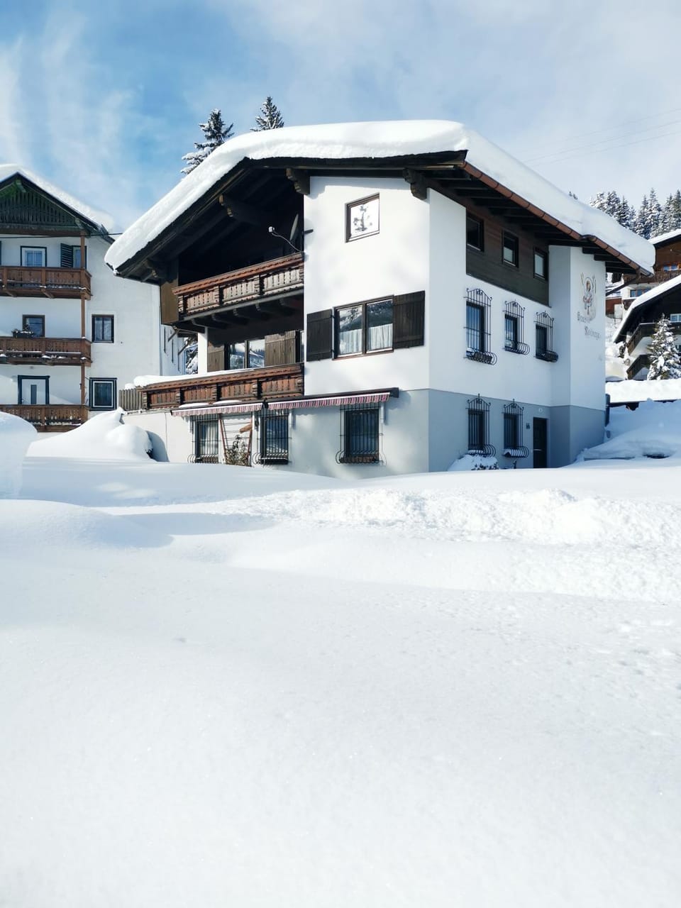 Property building, Winter, Garden