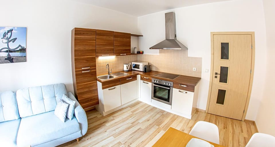 Kitchen or kitchenette, Living room, Dining area