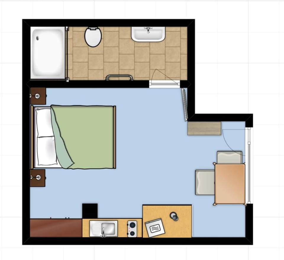 Bird's eye view, Floor plan, On site