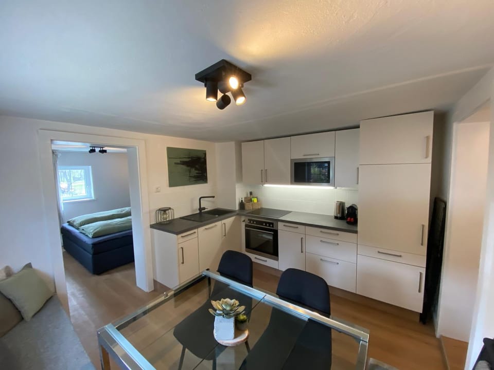 Kitchen or kitchenette, Living room, Seating area, Dining area, pet friendly, stove