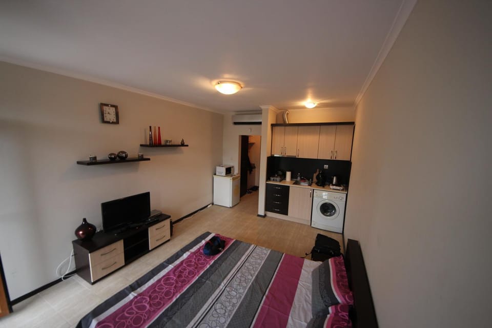 Bed, TV and multimedia, Kitchen or kitchenette, Living room, Seating area