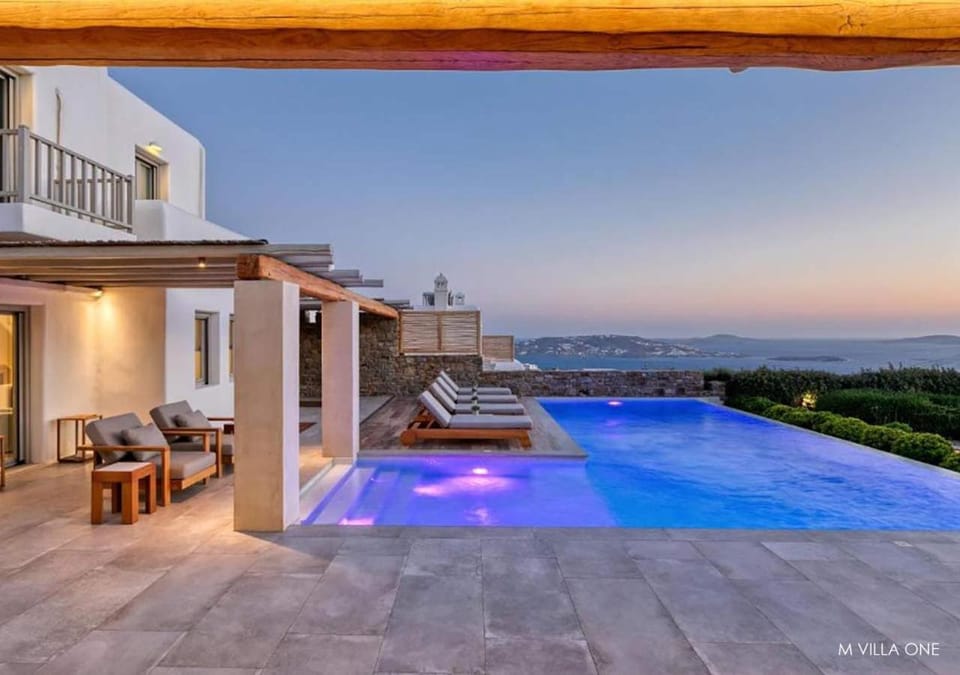 Patio, Summer, Garden, Seating area, On site, Sea view, Sea view, Swimming pool, Sunset