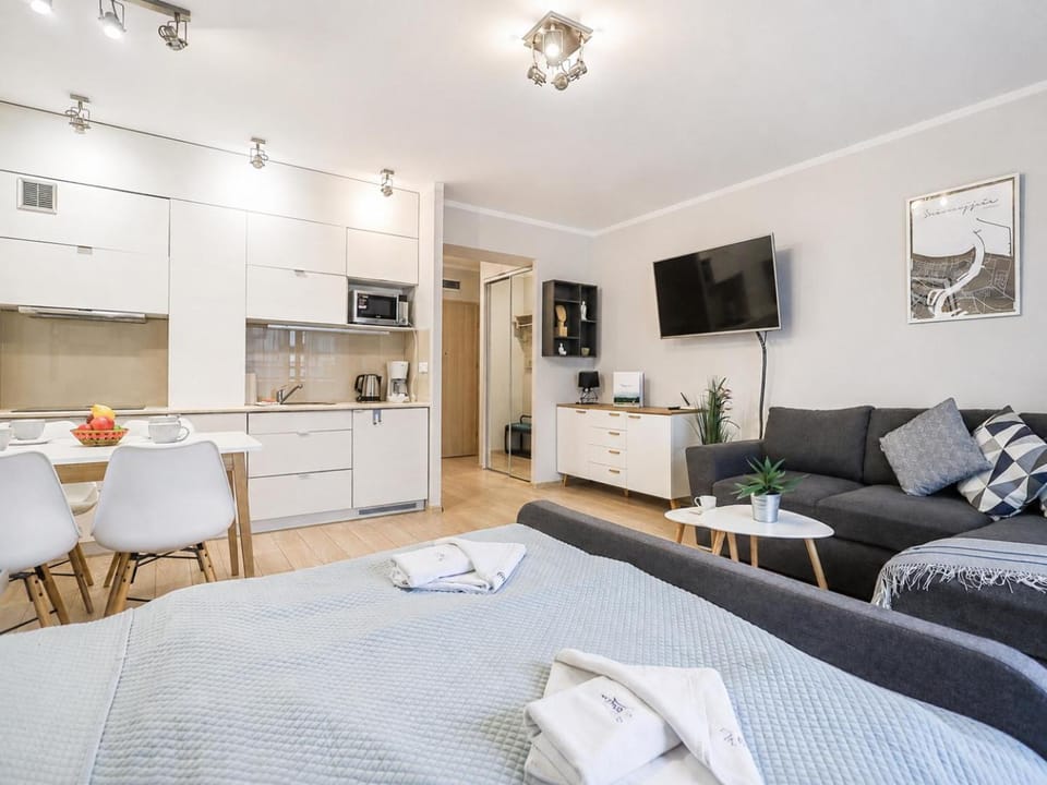 Bed, TV and multimedia, Kitchen or kitchenette, Living room, Photo of the whole room, Seating area, pet friendly, stove, towels