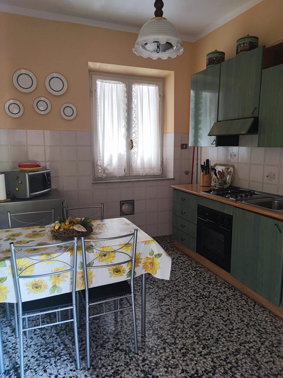 Kitchen or kitchenette, dishwasher, oven, stove
