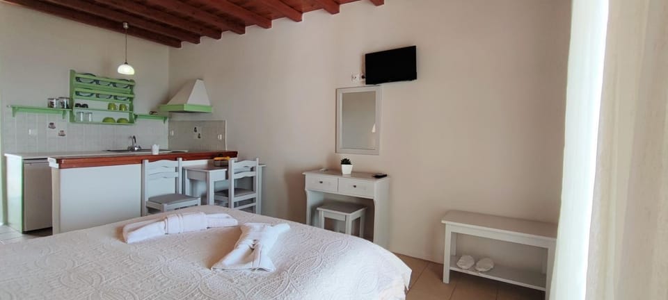 Bed, TV and multimedia, Kitchen or kitchenette, Photo of the whole room, Bedroom, towels